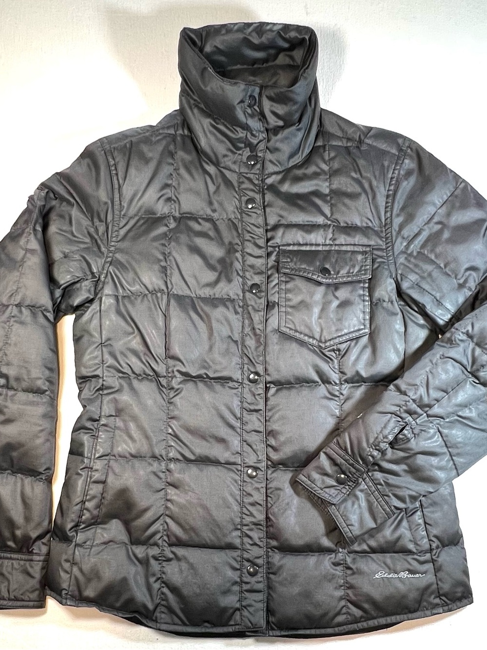 Eddie Bauer Down Filled Black Quilted Puffer Jacket